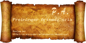 Preininger Artemíszia névjegykártya